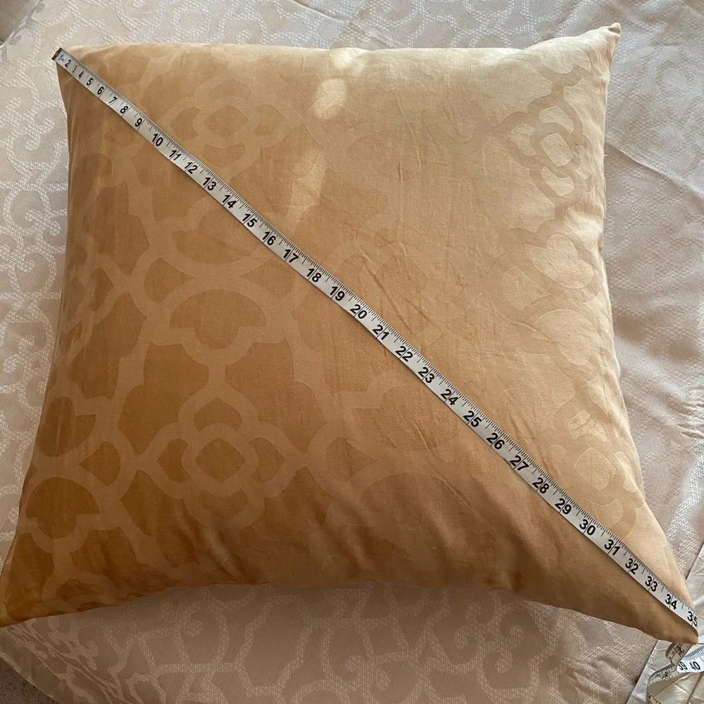 2 AVAILABLE- Z Gallerie Oversized Gold Damask Euro Down Pillow